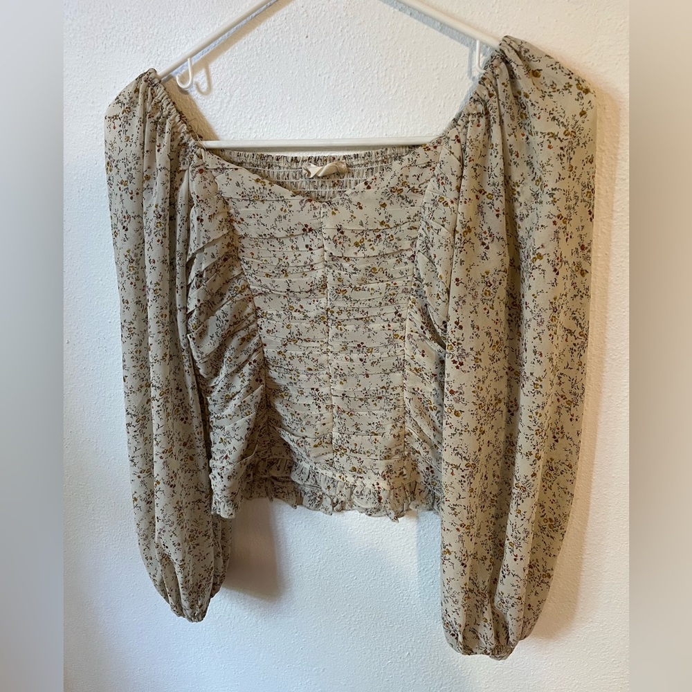 ALTARD STATE Fall Floral Puff Sleeve Top Size XS - Picture 3 of 8